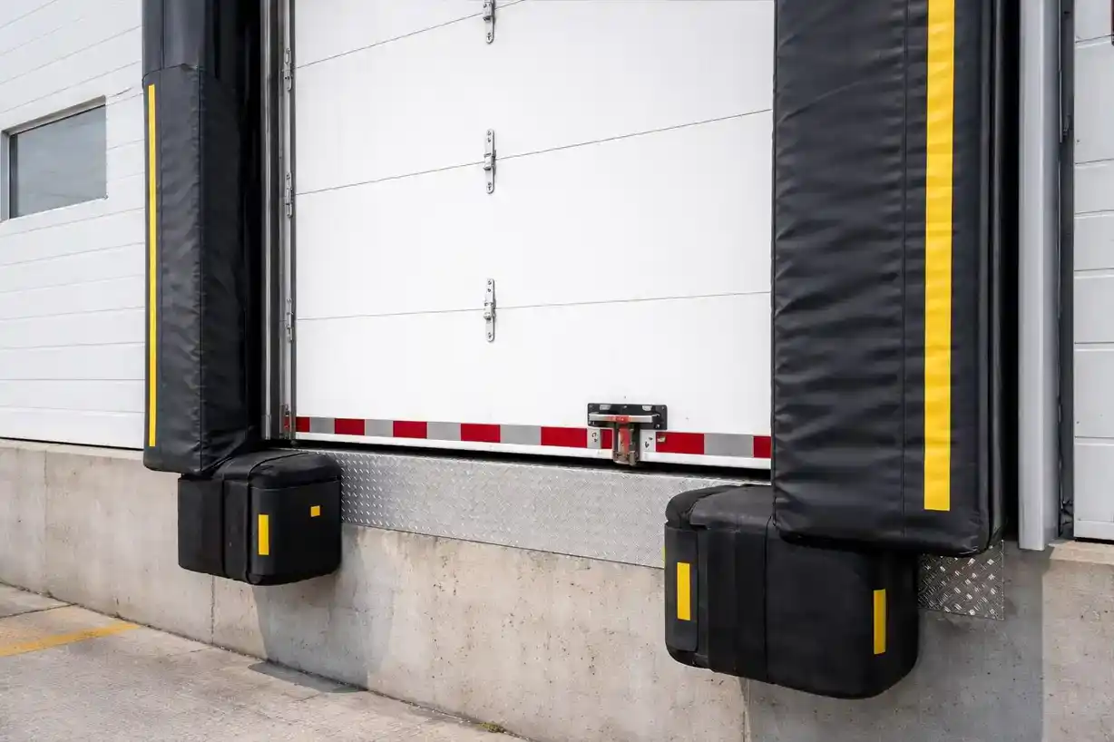 Loading dock with safety bumpers and repair equipment in St Louis.
